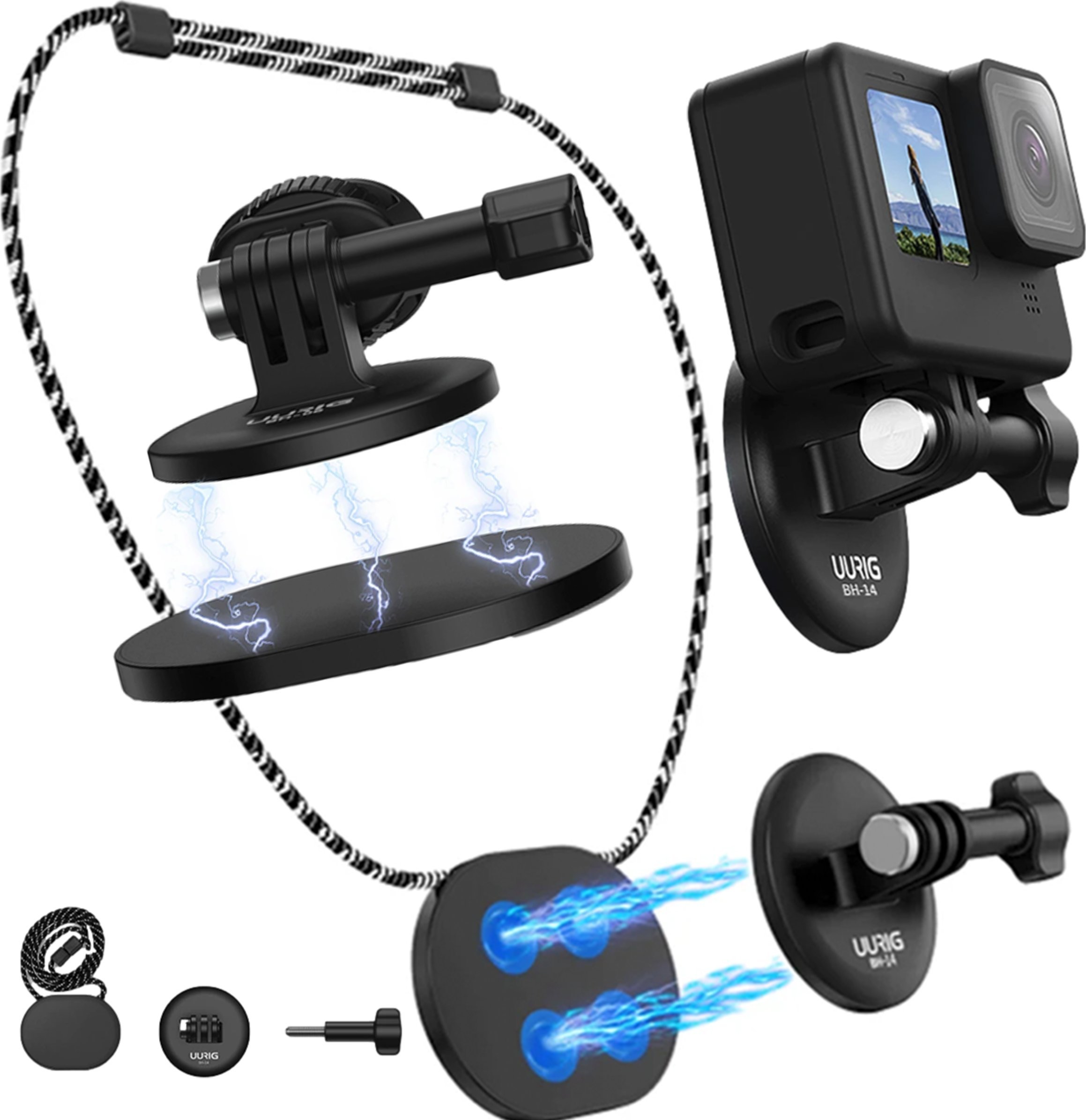 MAGNETYCZNY UCHWYT DO KAMERY SPORTOWEJ SMYCZ NA SZYJĘ VLOG SELFIE MOUNT DLA GOPRO / INSTA 360 / POCKET / ACTION OSMO