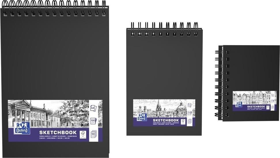 Oxford Szkicownik SKETCHBOOK podwójna spirala A4 50k 100g czarny 400152648 OXFORD