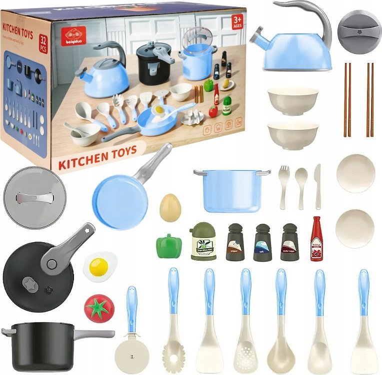 Garnki Dla Dzieci Duży Zestaw Kuchenny Czajnik Patelnia Łyżki Akcesoria