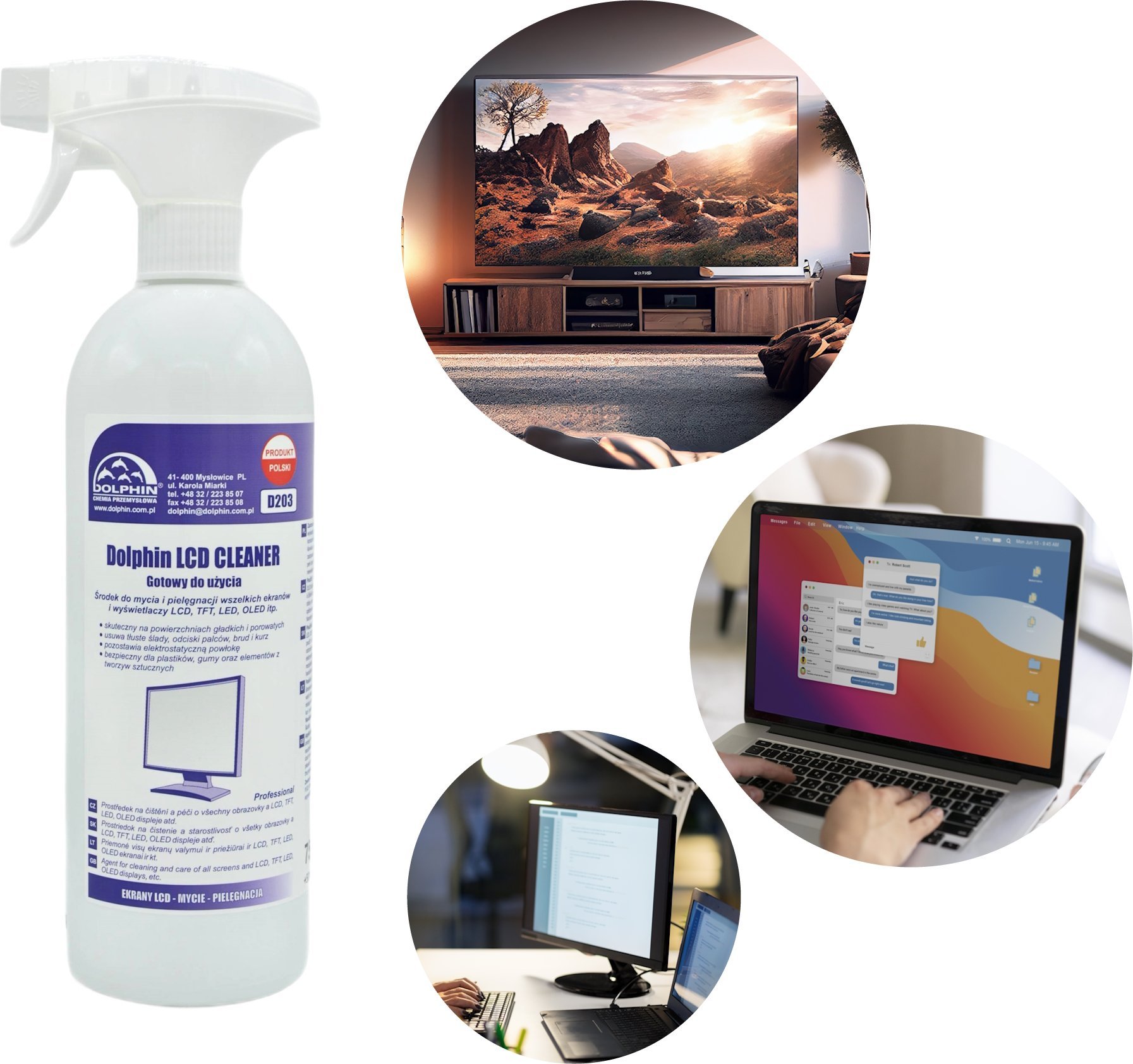 Dolphin LCD CLEANER DO MYCIA PIELĘGNACJI EKRANÓW WYŚWIETLACZY LCD, TFT, LED, OLED