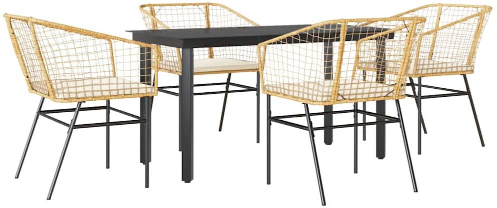 5-częściowy zestaw ogrodowy poduszkami brązowy polirattan szkło