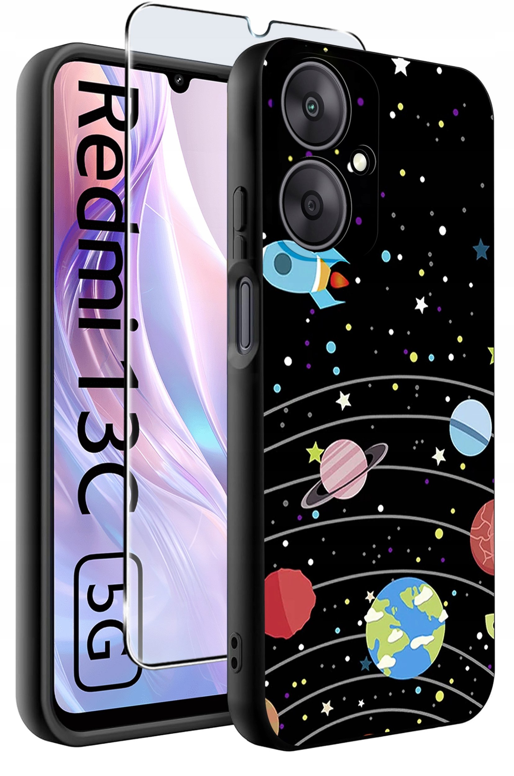 ETUI do Xiaomi Redmi 13C 5G WZORY |SILIKONOWE MATT CASE +SZKŁO HARTOWANE 9H