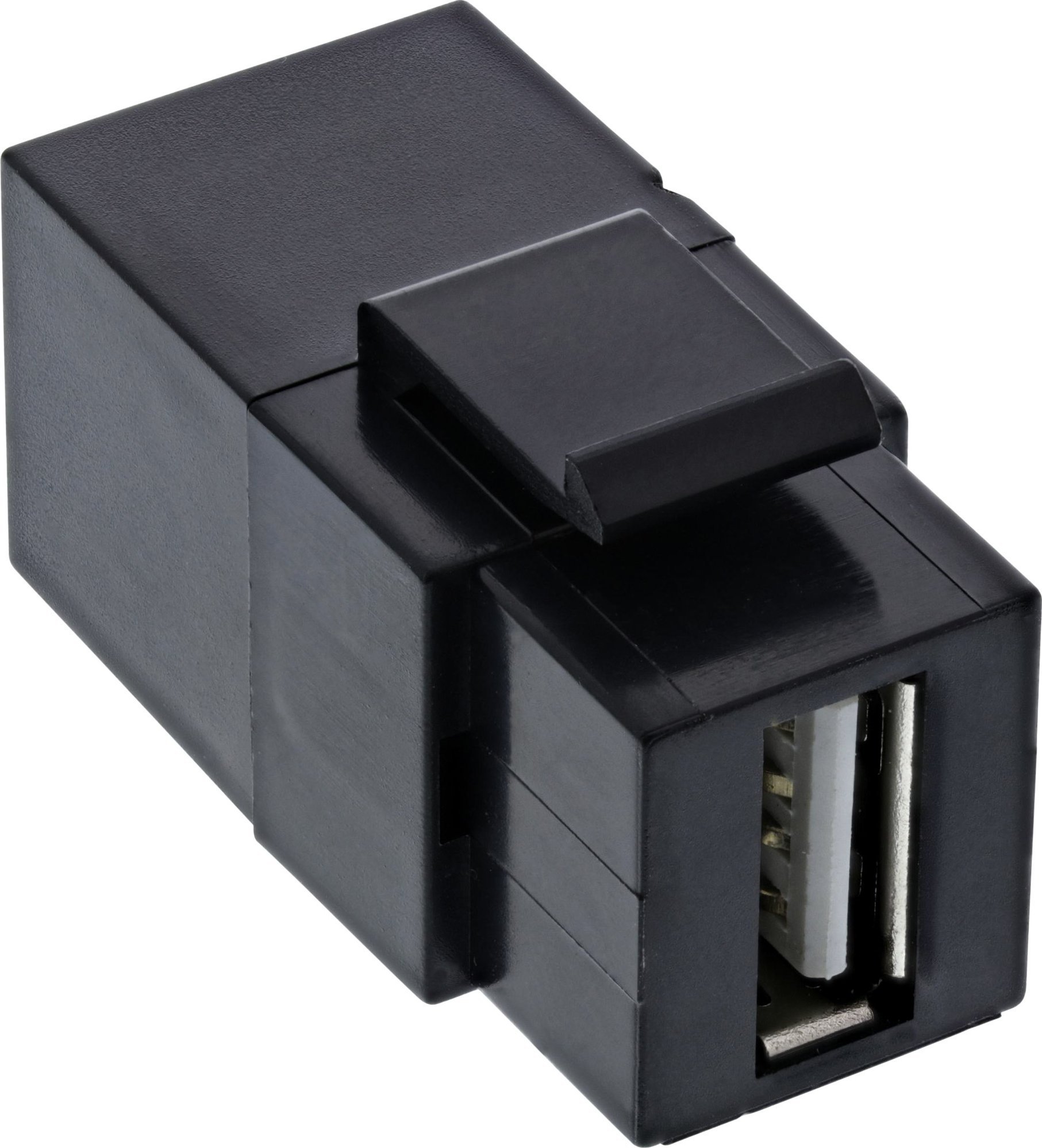 Adapter USB InLine InLine® USB 2.0 Snap-In module, USB-A F/F, angled, black housing