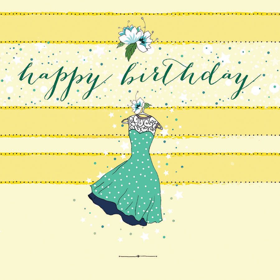 Clear Creation Karnet urodzinowy Swarovski kwadrat Sukienka (CL0205)