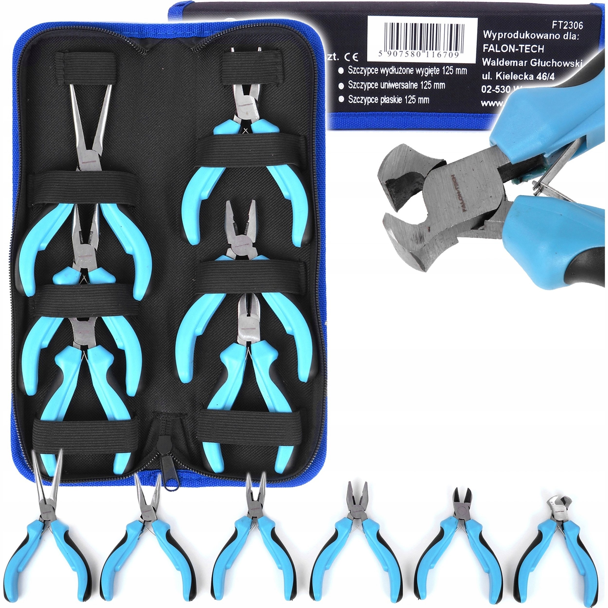 SZCZYPCE PRECYZYJNE 6 SZT CZOŁOWE BOCZNE TNĄCE PROSTE WYGIĘTE PŁASKIE 125MM