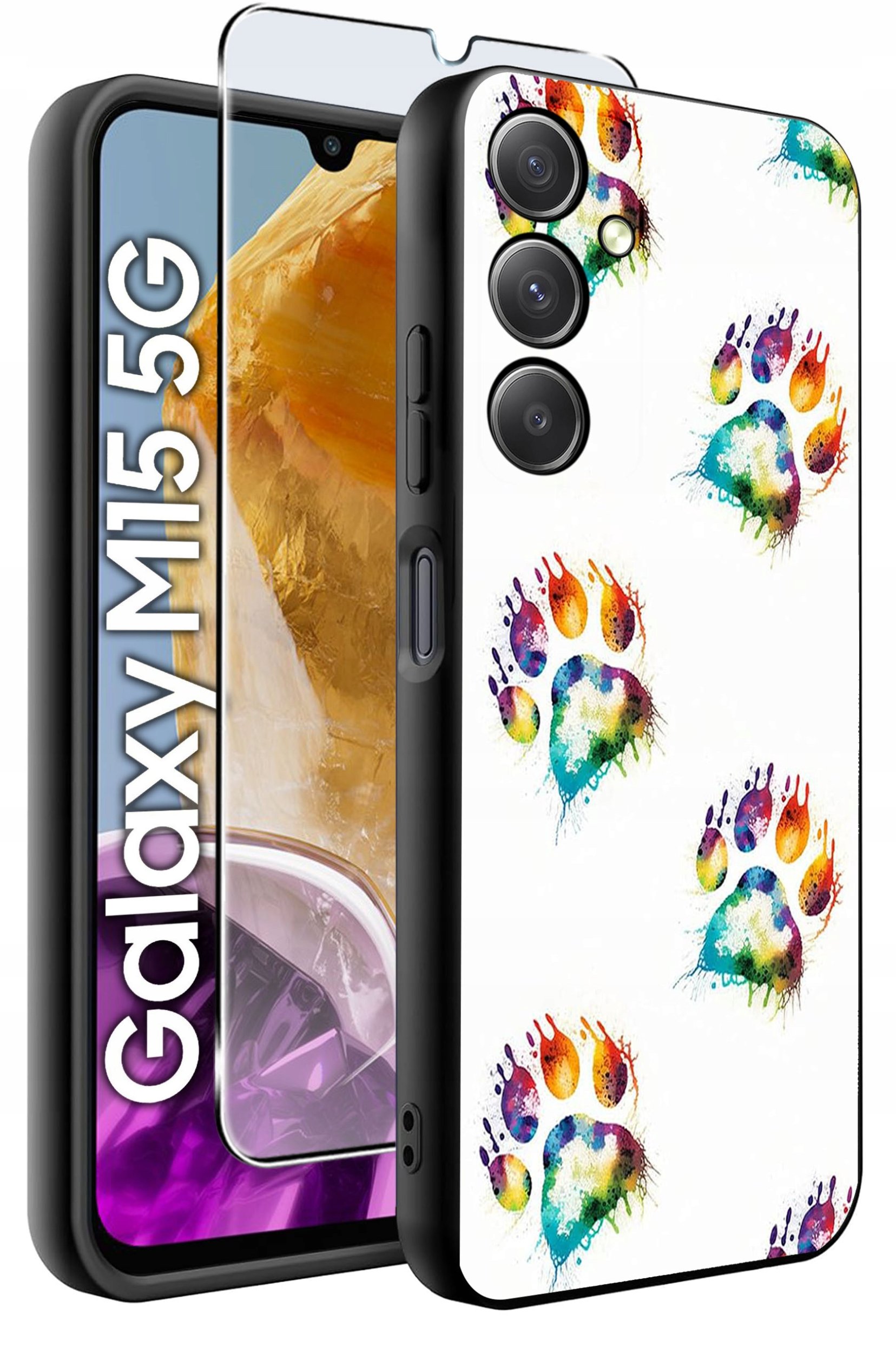 ETUI do Samsung M15 5G WZORY | SILIKONOWE MATT CASE + SZKŁO HARTOWANE 9H