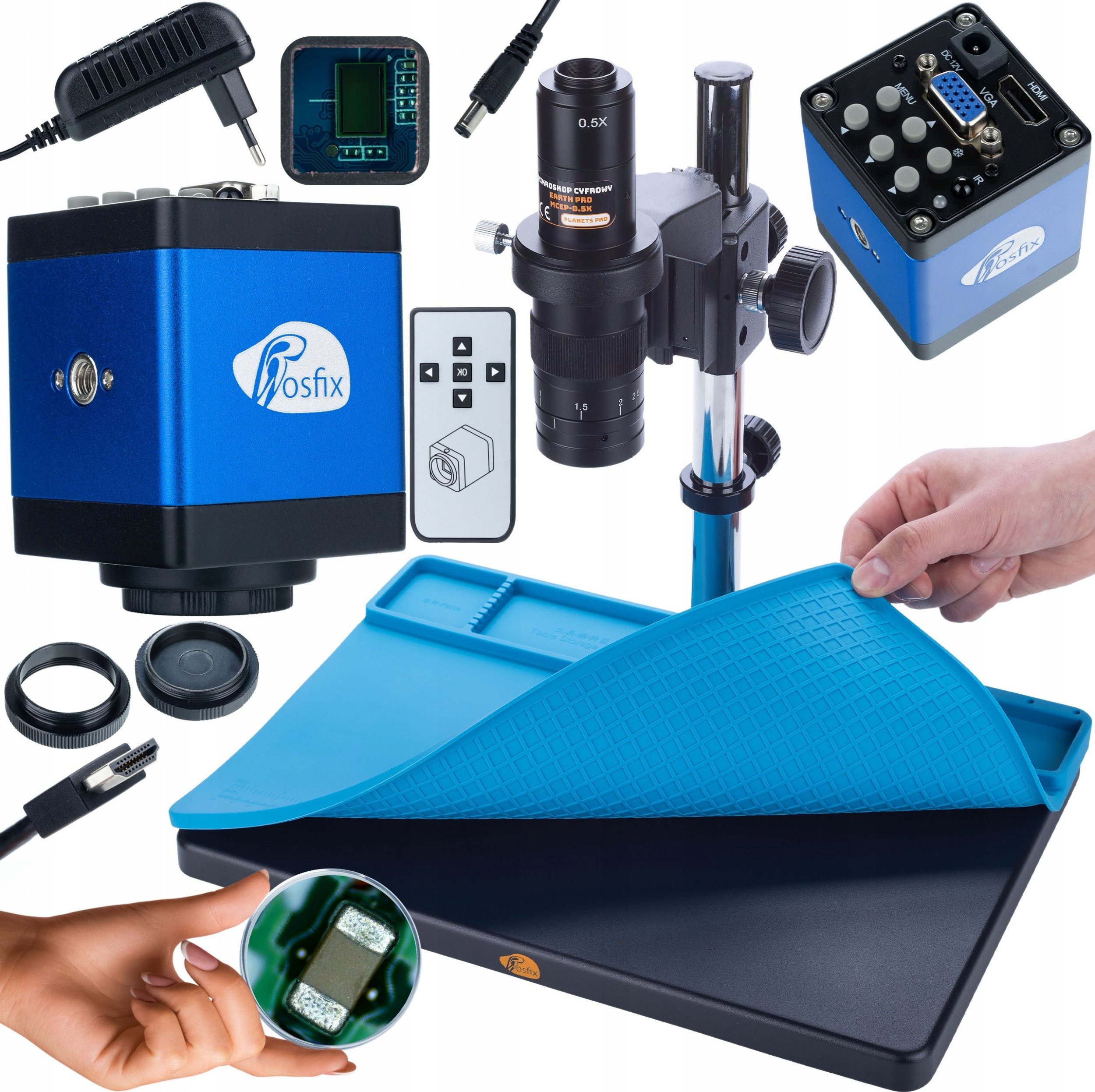 Mikroskop Rosfix MIKROSKOP CYFROWY DO LUTOWANIA JUBILERSTWA KAMERA FHD DUŻA SILIKONOWA MATA