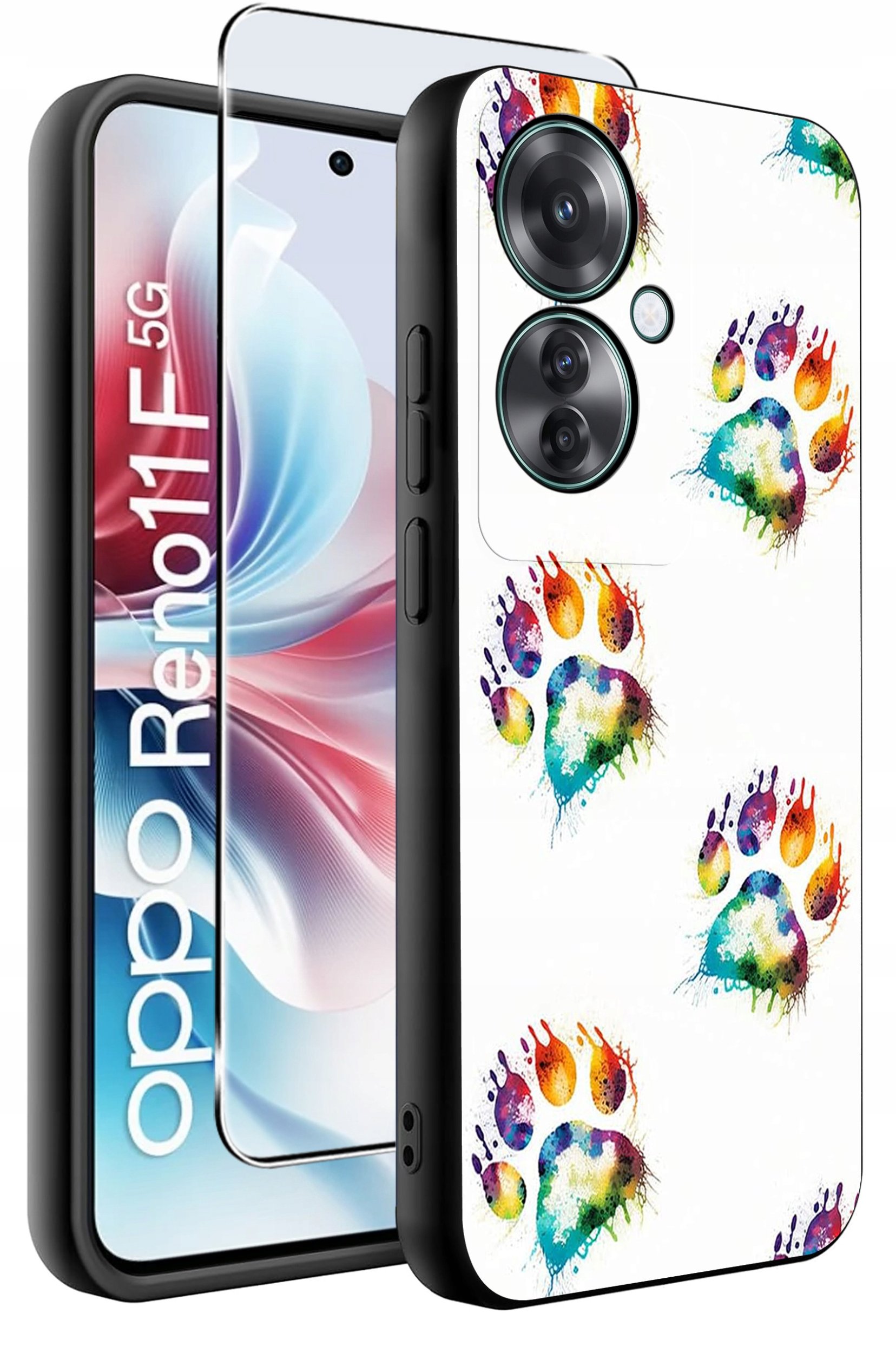 ETUI do Oppo Reno11 F 5G WZORY | SILIKONOWE MATT CASE + SZKŁO HARTOWANE 9H