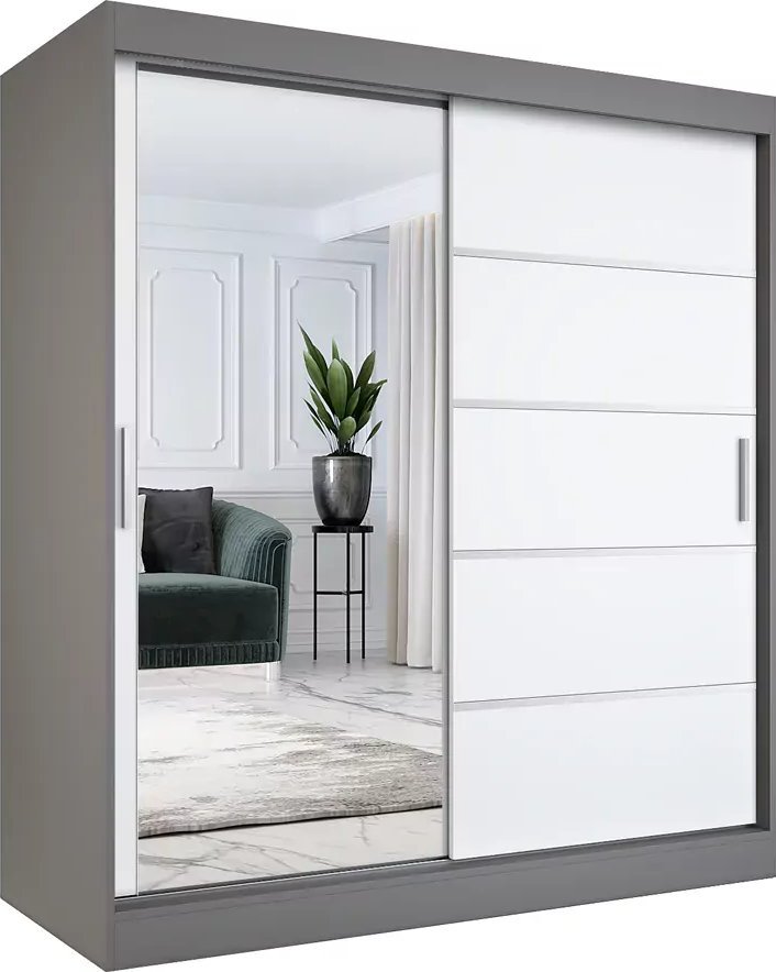 Elior Szafa przesuwna 180 cm antracyt + biel - Felix 5X