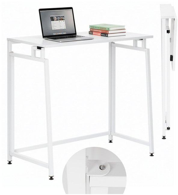 Biurko Springos Biurko komputerowe składane 80 cm stolik do pracy przy komputerze drewniany biały UNIWERSALNY