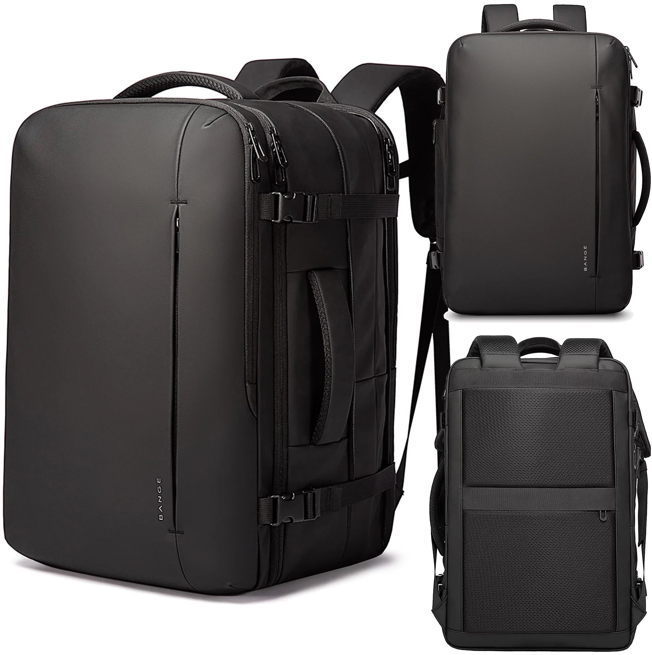 Plecak wodoodporny Bange na laptopa 17" miejski podróżny 52x32x28 cm rozszerzany do pracy samolotu męski damski Czarny