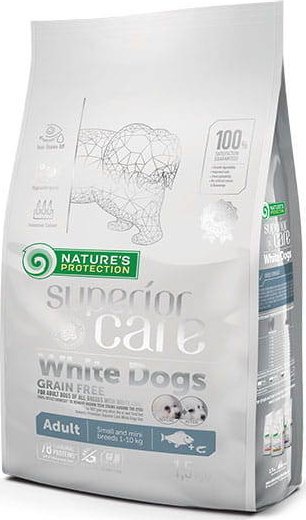 Natures Protection NATURES PROTECTION Superior Care Grain Free White Fish Adult Small Breeds 1,5kg + niespodzianka dla psa GRATIS!