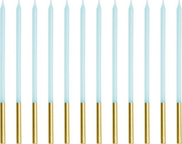 Świeczki urodzinowe gładkie błękitne 14cm 12szt