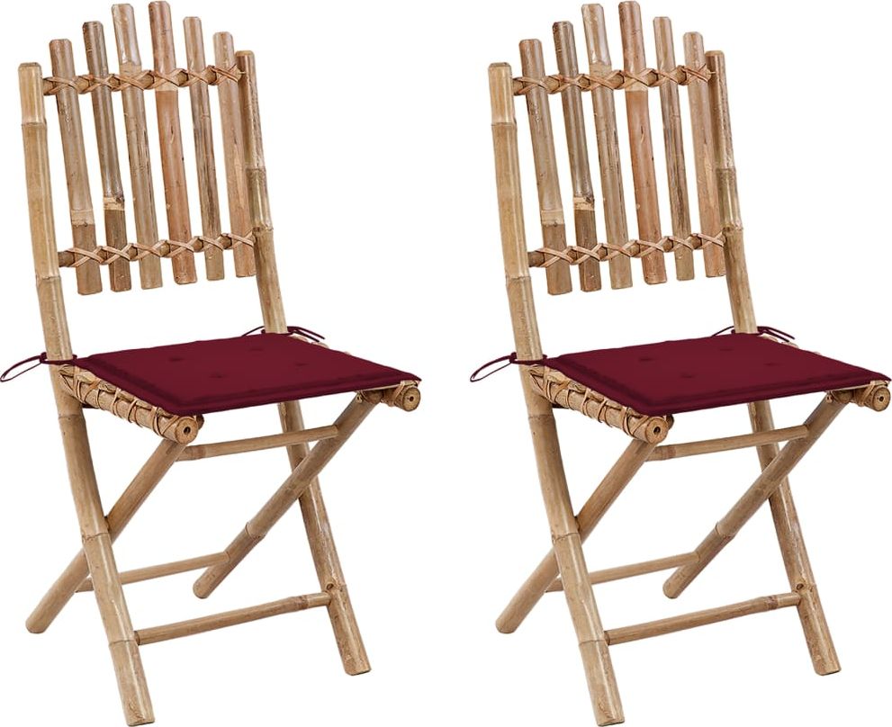 vidaXL Składane krzesła ogrodowe z poduszkami, 2 szt., bambusowe (3063996)