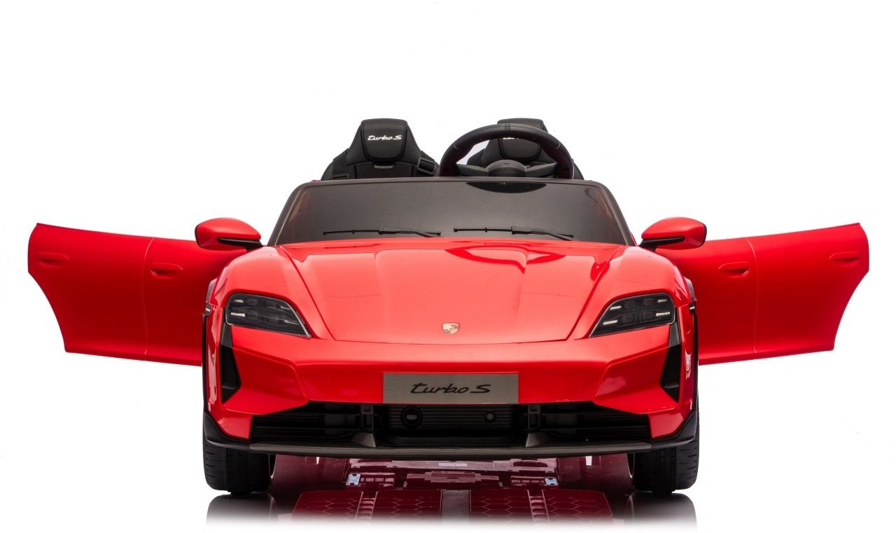 Czerwone Porsche Taycan Turbo S Licencjonowane Autko na Akumulator dla Dzieci EDUKAMP