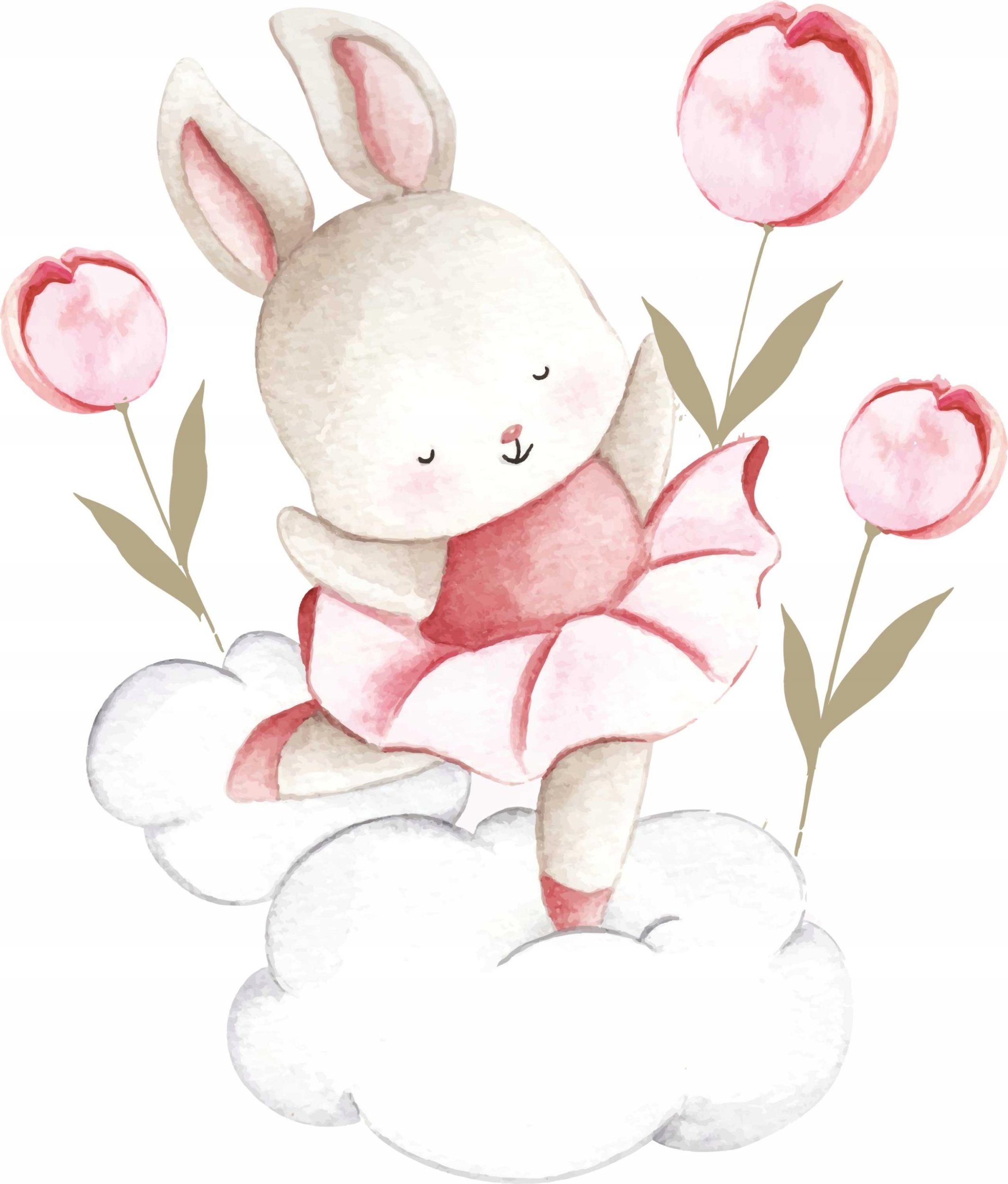 naSciane Naklejka na ścianę królik balet chmurka kwiaty