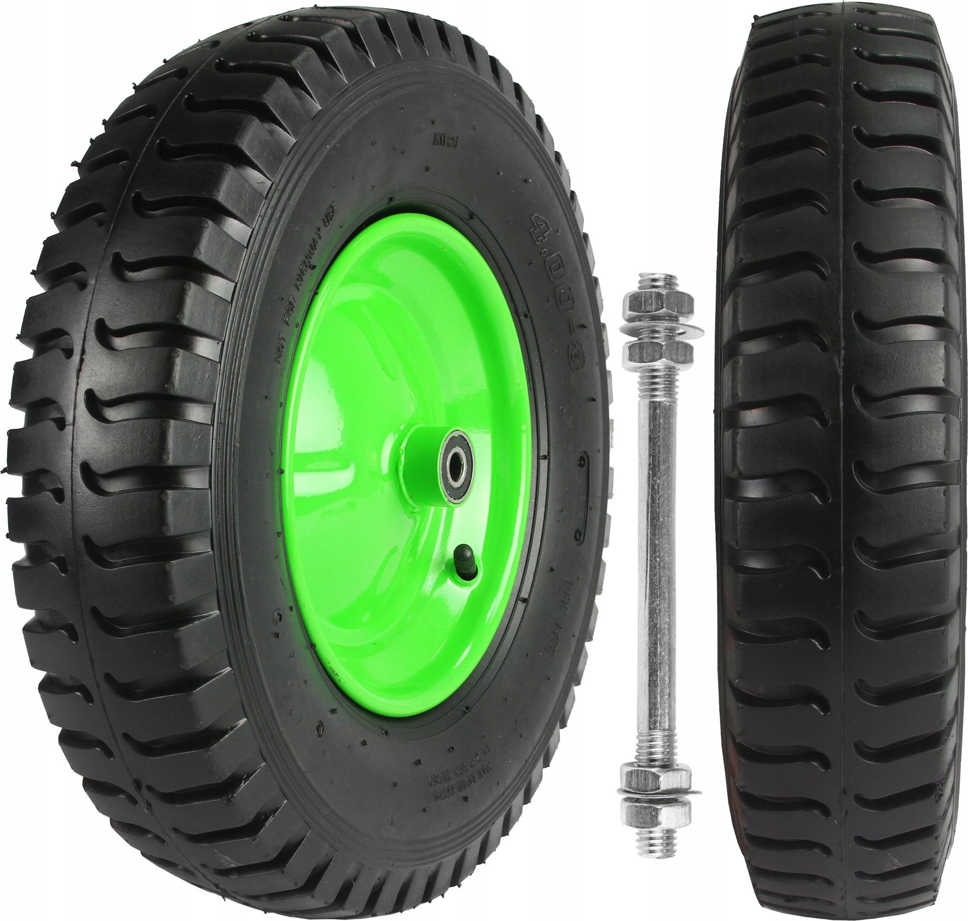 Mar-Pol MAR-POL KOŁO DO TACZKI PNEUMATYCZNE 400, FELGA METAL, ŁOŻYSKO, 7 WARSTW ZIELONE