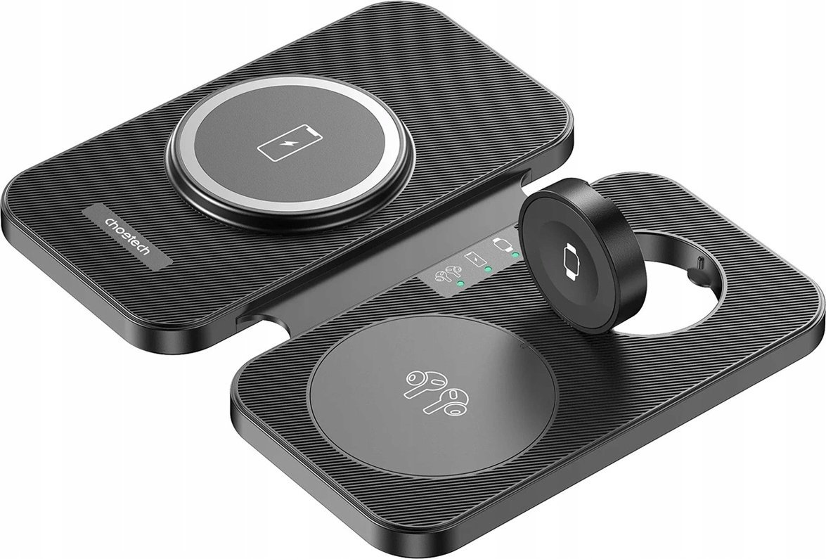 Ładowarka Choetech Ładowarka Choetech T616-F indukcyjna 3w1 kompatybilna z urządzeniami Apple i Samsung - czarna