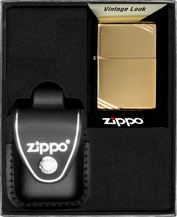 Zestaw ZIPPO Zapalniczka VINTAGE BRASS HIGH POLISH Prezentowy No3