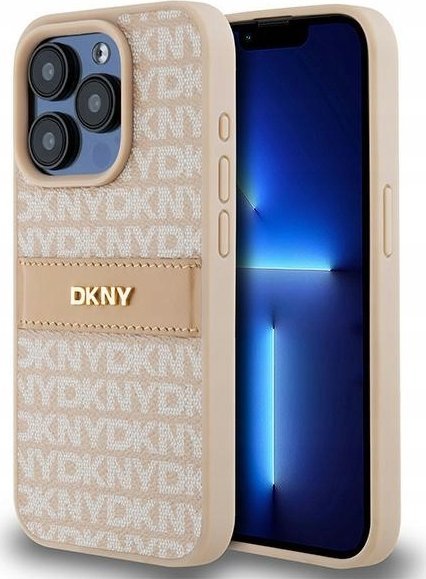 DKNY DKHCP15LPRTHSLP iPhone 15 Pro 6.1" różowy/pink hardcase Leather Mono Stripe & Metal Logo