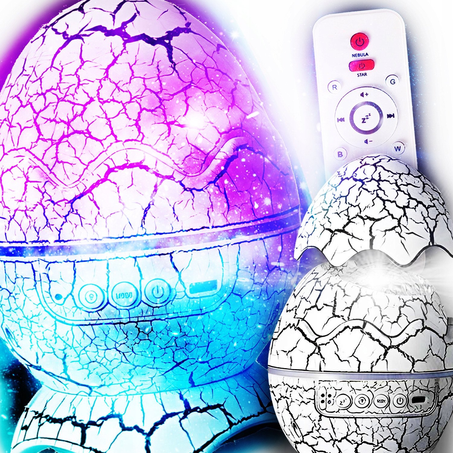 Lampka Nocna LED Projektor Rzutnik GWIAZD Nieba JAJO DINOZAURA Dla Dzieci