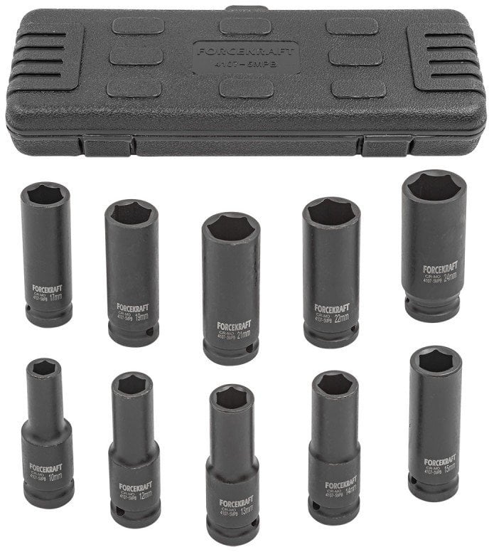 Zestaw nasadek udarowych głębokich 1/2" 10el. (6-kątnych) (10-24mm)