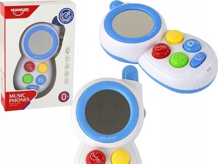 LeanToys Niebieski Dziecięcy Telefon Interaktywny Światła Dźwięki Lusterko
