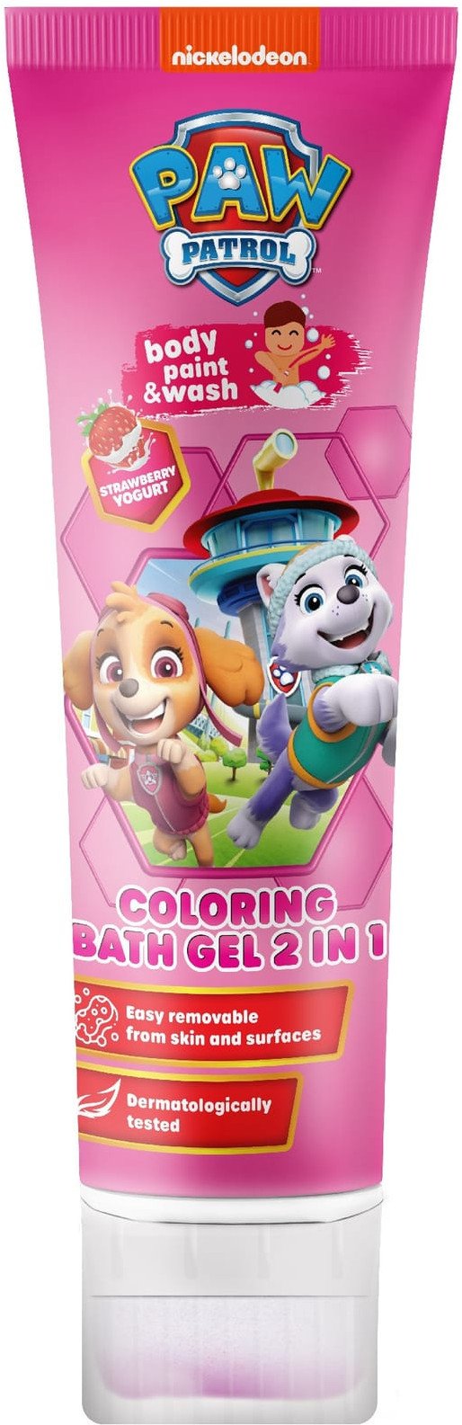 KIDS Psi Patrol Żel koloryzujący do kąpieli 2w1 - Strawberry Yogurt (jogurtowa truskawka) 150 ml