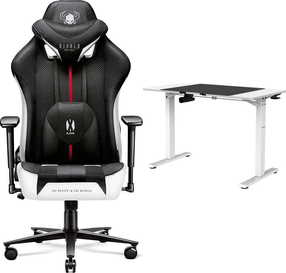 Fotel Diablo Chairs X-PLAYER 2.0 King Size Czarno-biały + EGON 1100 Białe 110 cmx60 cm