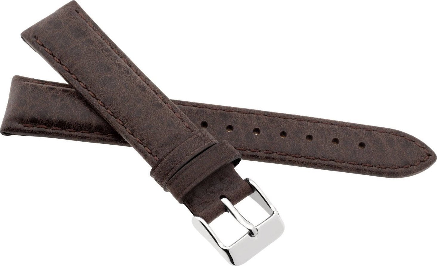 JVD Skórzany pasek do zegarka 20 mm JVD R41501-20 ciemnobrązowy