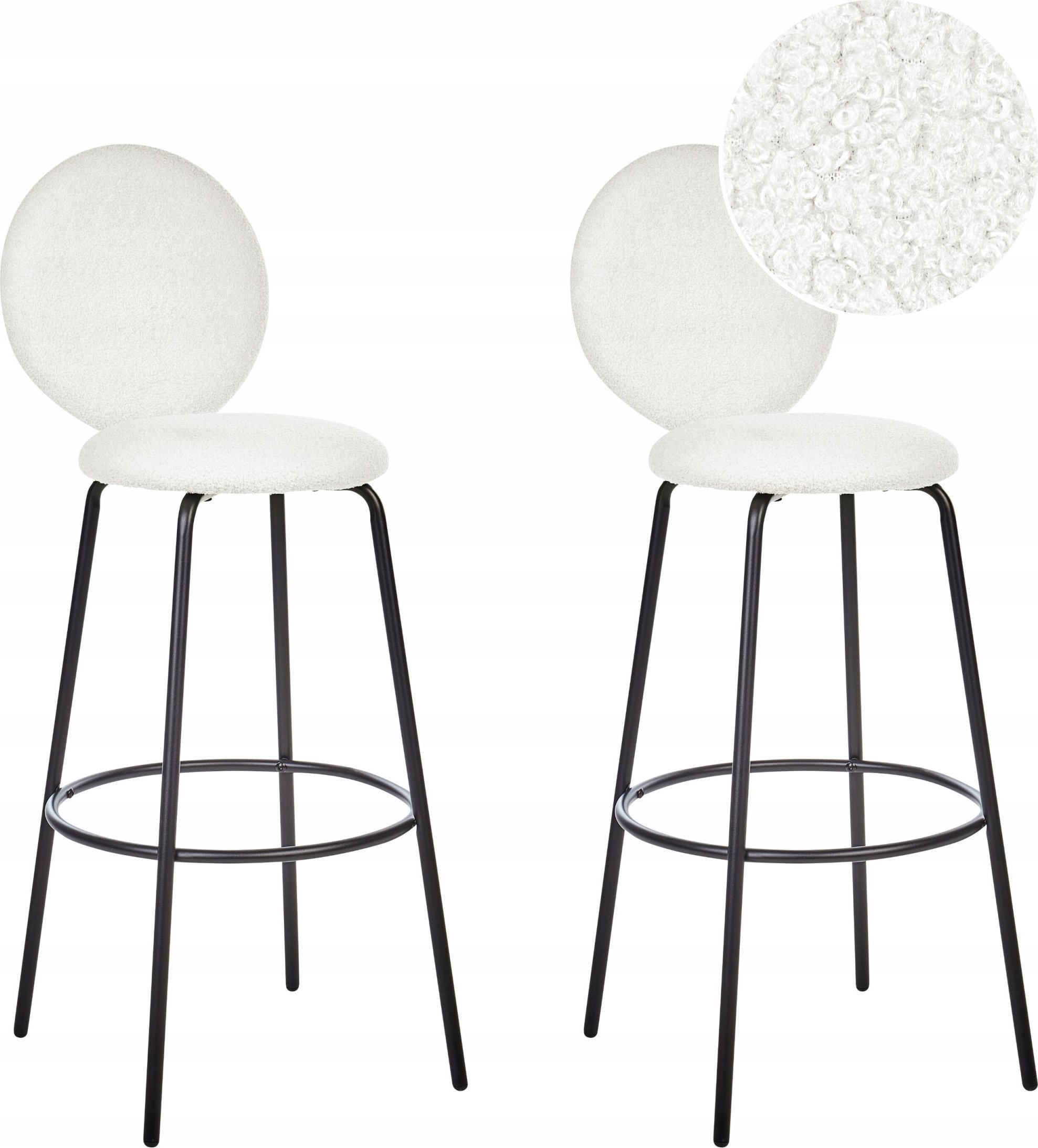 Beliani Krzesło barowe Zestaw 2 Boucle Biały EMERY