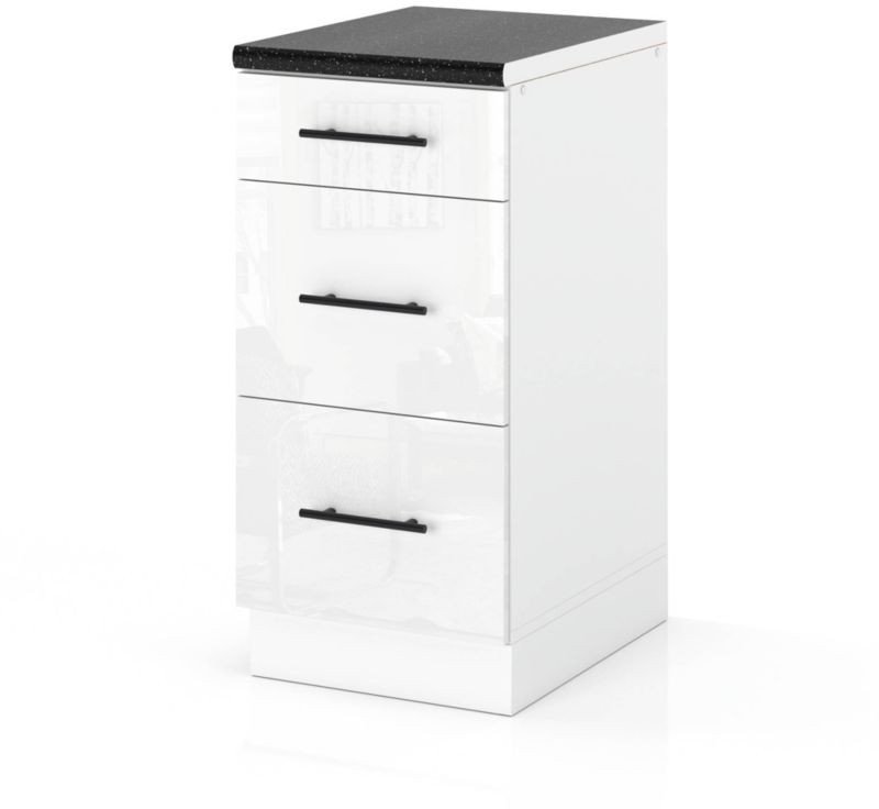 Szafka Kuchenna Stojąca Z Blatem 3 Szuflady 40cm Spremium Biały Połysk