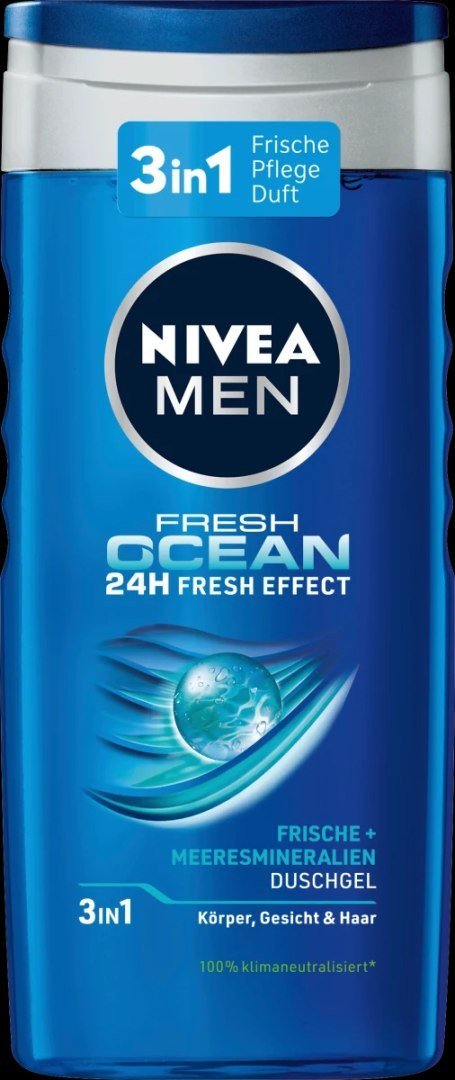 Nivea (DE) Nivea Men, Fresh Ocean, Żel pod prysznic, 250ml (PRODUKT Z NIEMIEC)