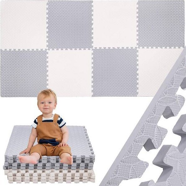 Springos Mata piankowa, puzzle dla dzieci 230x120 cm pianka EVA kremowo-szara UNIWERSALNY