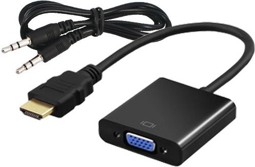 Adapter AV Savio HDMI - D-Sub (VGA) + Jack 3.5mm czarny (SAVIO CL-23B)