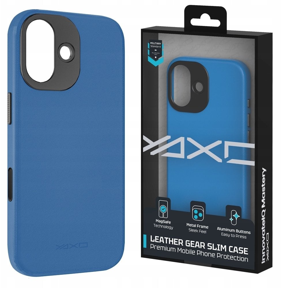 Yaxo Etui na telefon Leather Gear Slim Case MagSafe iPhone 17 Electric Blue