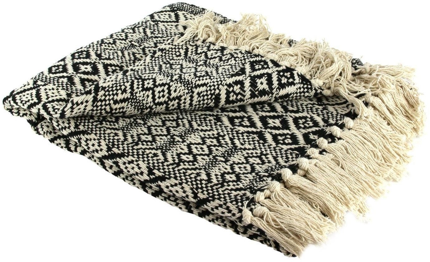 INTESI NARZUTA NA ŁÓŻKO ETNICZNA 120X150CM CZARNO-BIAŁA