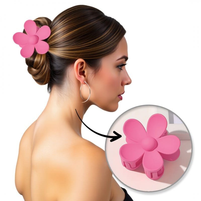 Spinka do włosów klamra XL kwiat ciemny róż 7x7,5 cm SP152CR