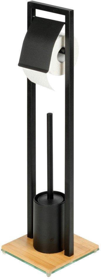 Stojak na papier toaletowy ze szczotką do wc BAMBUSA, z bambusową podstawą, WENKO