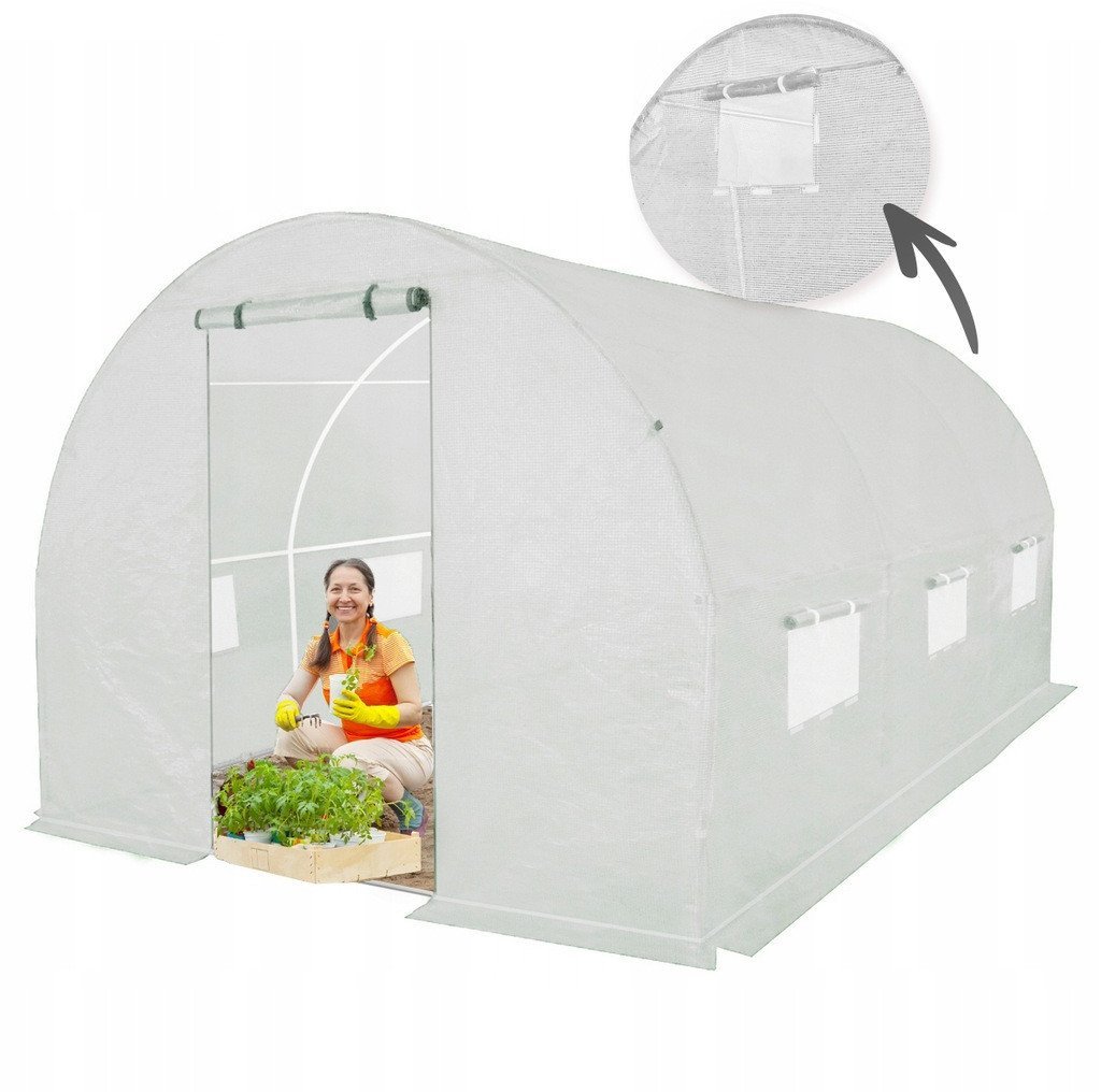 Tunel foliowy szklarnia 2x3,5m biały dodatkowe okno rury 25mm 7m2