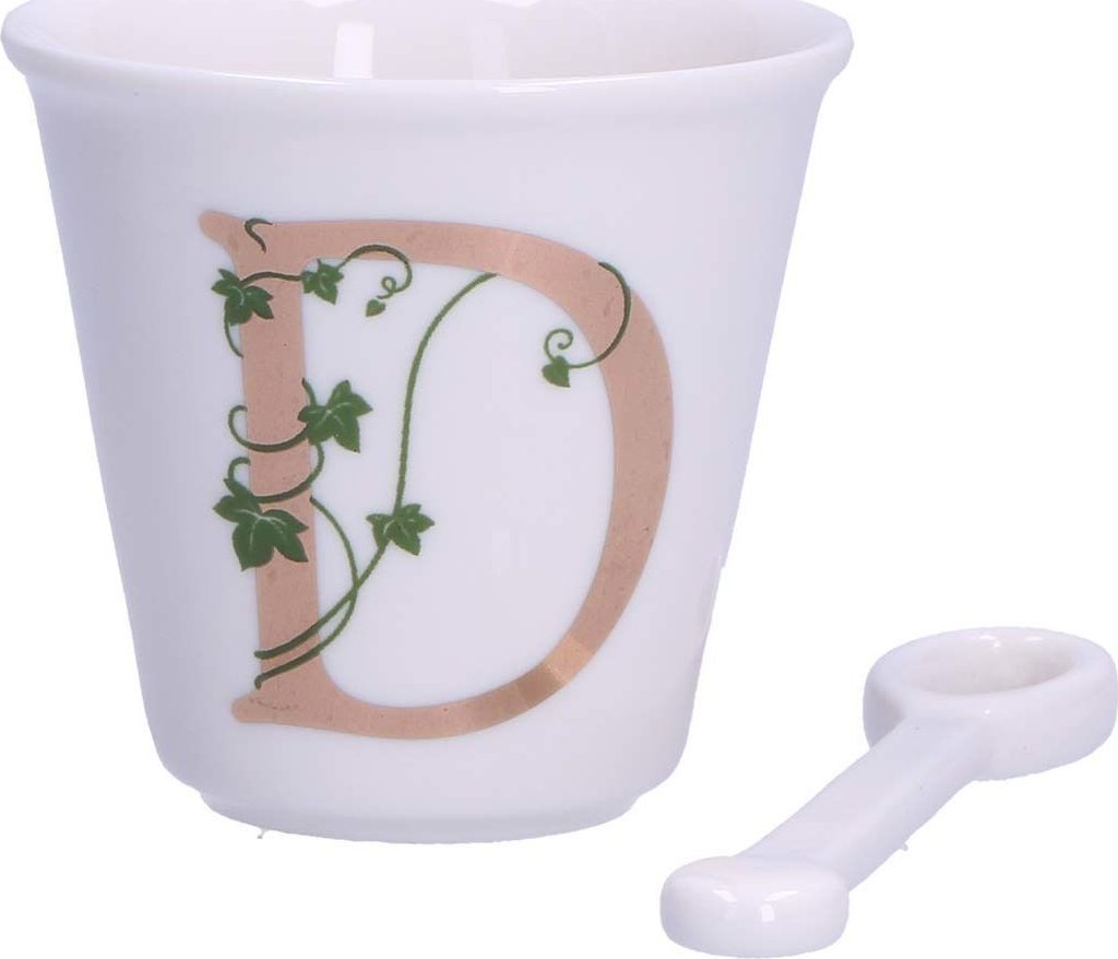 NPC Polska La Porcellana Bianca Filiżanka z łyżeczką litera D 75 ml