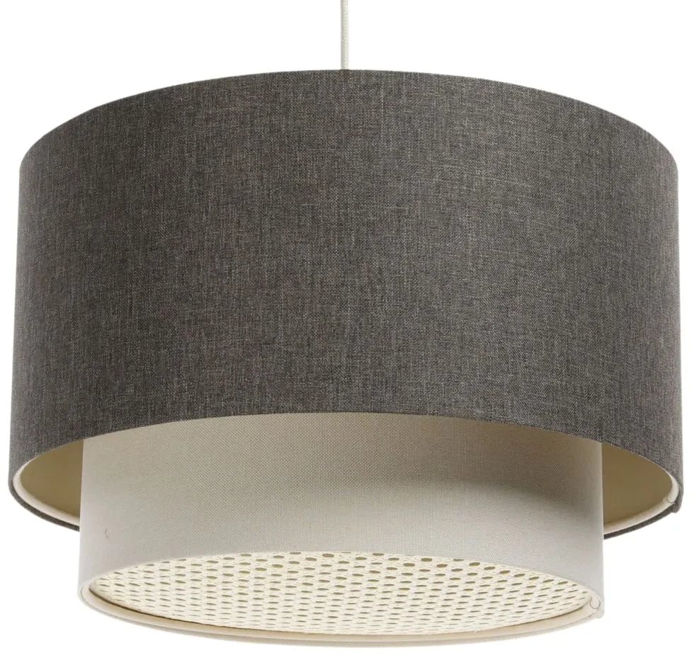 Lampa wisząca ERUTAN DOUBLE RATTAN 40 szara/kremowa BPS KONCEPT