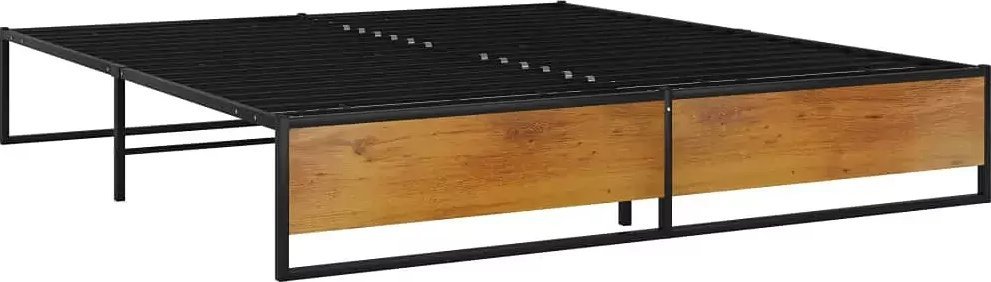 Elior Czarne metalowe loftowe łóżko małżeńskie 160x200 cm - Fervix