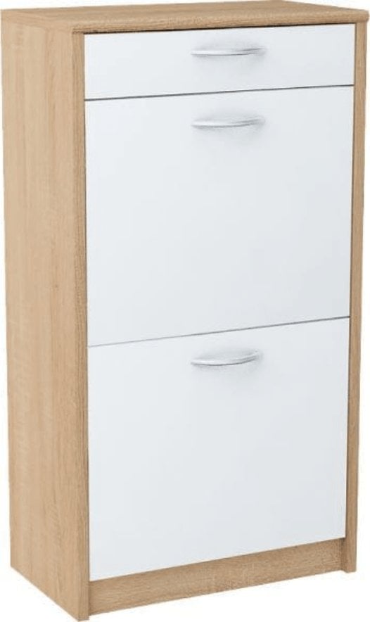 Szafka na buty, szuflada, Classic, 50x28x92 cm, dąb sonoma, biel, mat | TYLETEGOTU