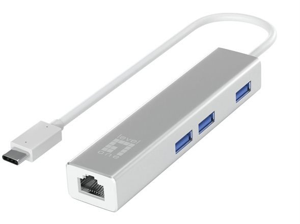 LevelOne Adapter USB-C -> GBit-LAN + USB3.0-Hub one size