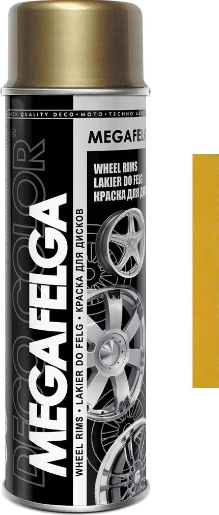 DECO COLOR Farba do felg złoty lakier akrylowy spray 500ml MEGAFELGA G