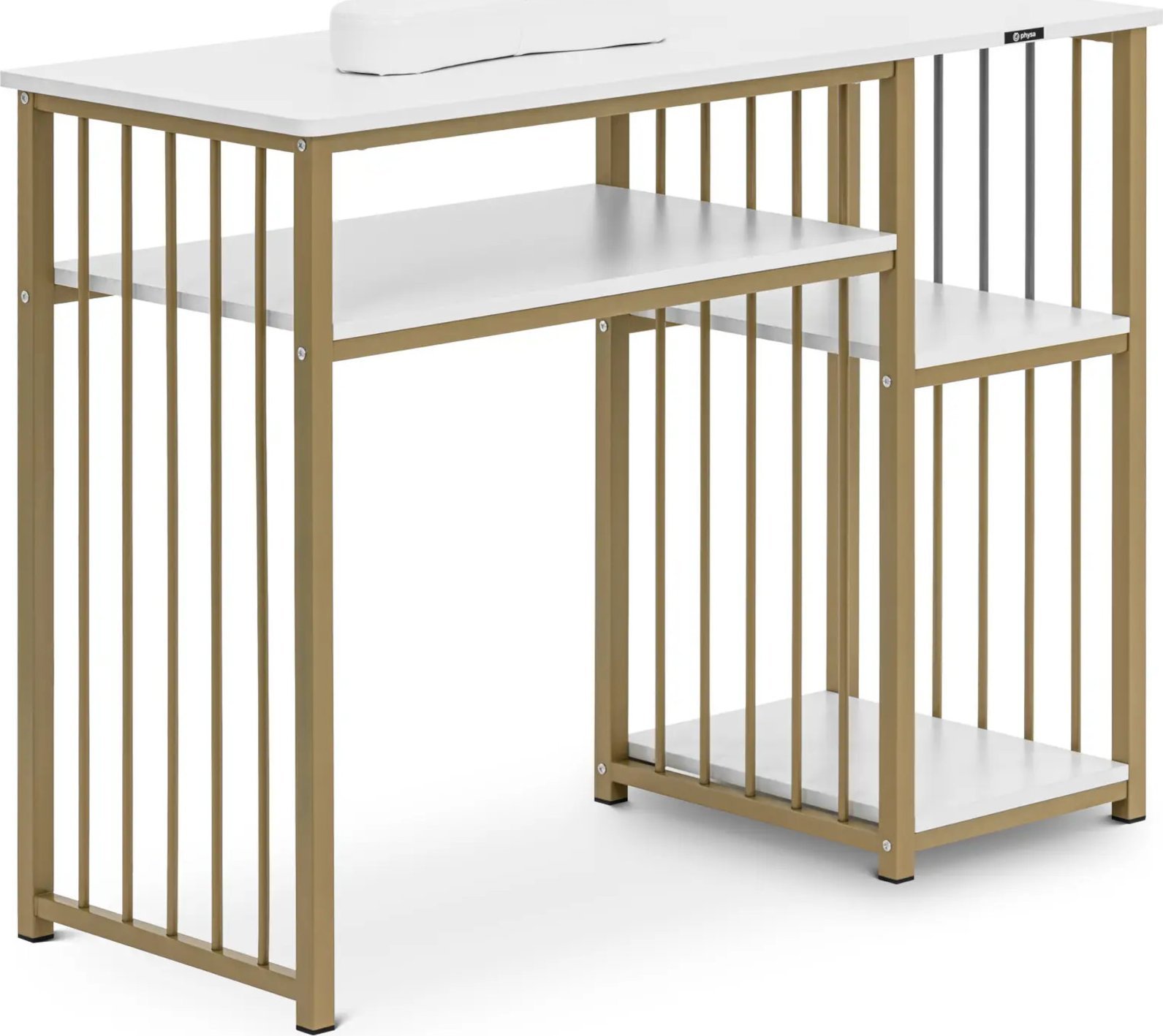 Physa Biurko kosmetyczne do manicure z podpórką na dłonie 110 x 46 cm - biało złote Biurko kosmetyczne do manicure z podpórką na dłonie 110 x 46 cm -