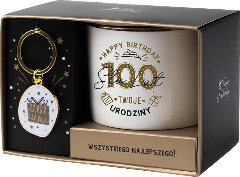 Zestaw prezentowy na urodziny 100 Lat biało-złoty