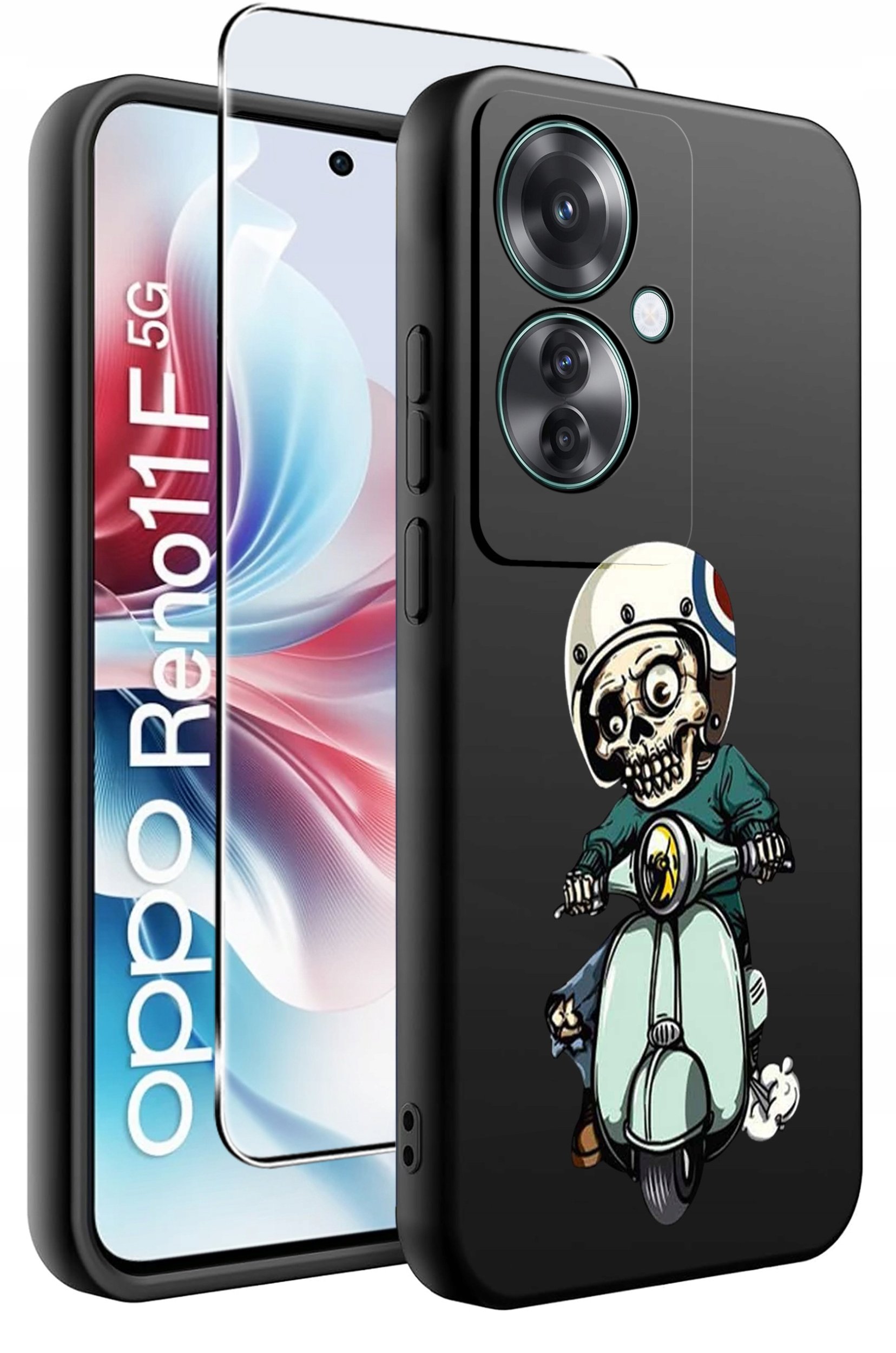 ETUI do Oppo Reno11 F 5G WZORY | SILIKONOWE MATT CASE + SZKŁO HARTOWANE 9H