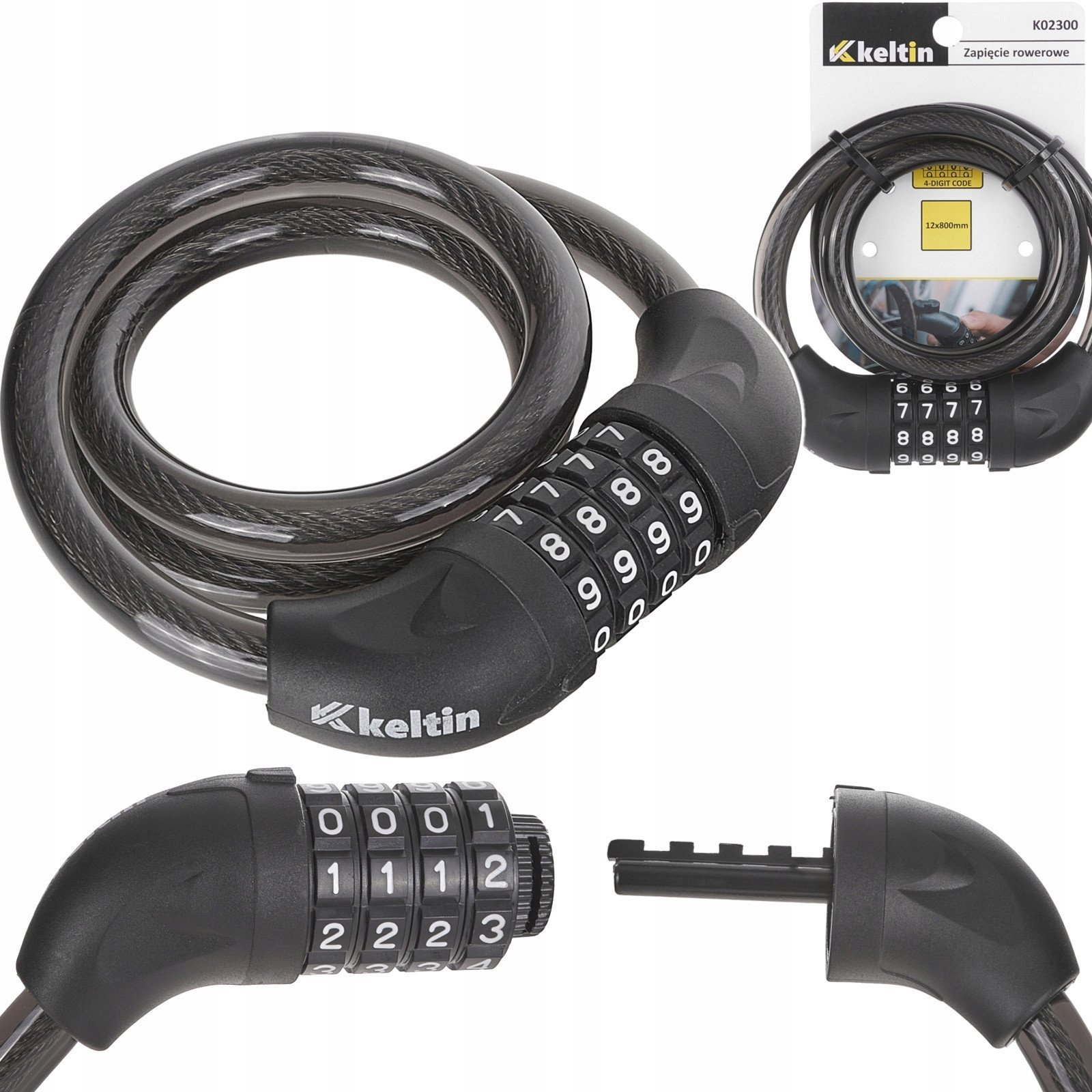 Zapięcie rowerowe na 4 cyfrowy szyfr 12x800mm (60)